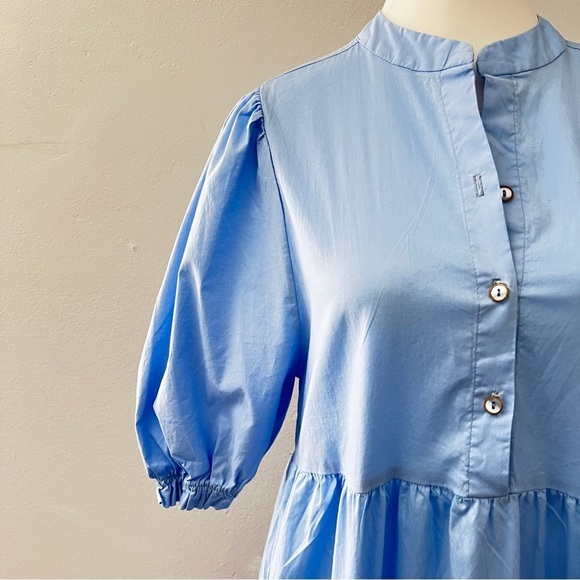 Karlie Blue Tier Puff Sleeve Maxi Dress Sz small - Picture 3 of 12